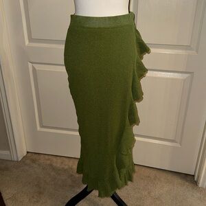 MANGO - NEW Green Ruffle Skirt - Size Small
